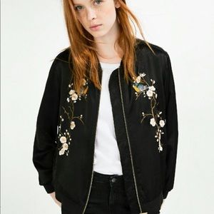 Zara floral embroidered bomber
